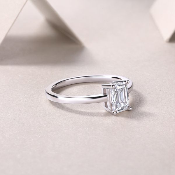 Sterling Silver Clear Emerald Cut Sophia Ring - Image 4