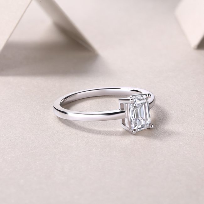 Sterling Silver Clear Emerald Cut Sophia Ring - Image 4