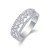 Hollow Sterling Silver Diamond Flower Ring For Women