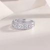 Women's Hollow Sterling Silver Diamond Flower Ring