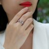 Sterling Silver Diamond Flower Ring With Hollow For Women's