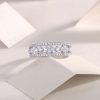 Sterling Silver Diamond Flower Ring With Hollow For Women's