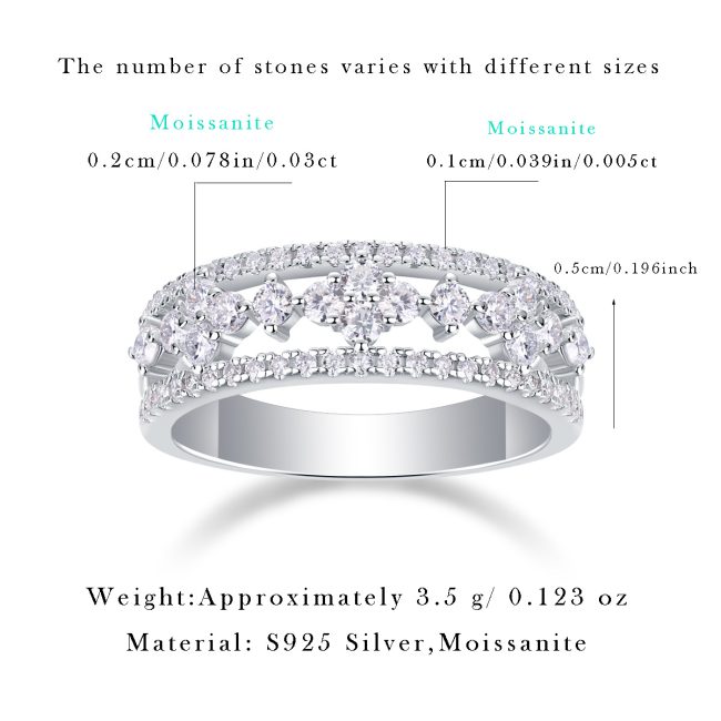 Sterling Silver Diamond Hollow Flower Ring - Image 4