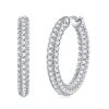 Sterling Silver Diamond Hoop Earring