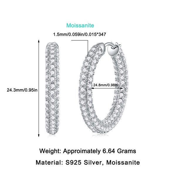 Sterling Silver Full Diamond Hoop Earring - Image 3