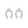 Sterling Silver Diamond Horseshoe Buckle Stud Earrings