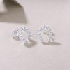 Diamond Horseshoe Buckle Sterling Silver Stud Earrings