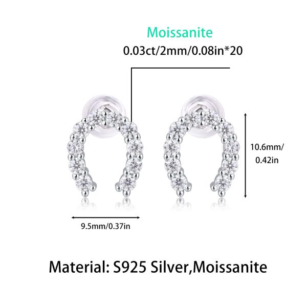 Horseshoe Buckle Silver Diamond Stud Earrings - Image 3