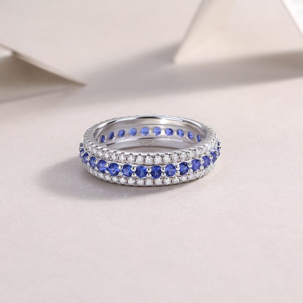 925 Sterling Silver Ruby & Diamond Eternity Ring