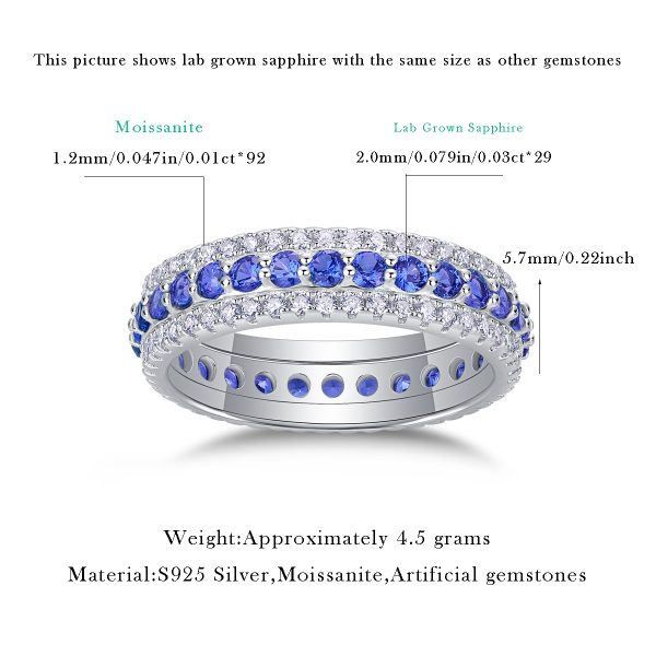925 Sterling Silver Emerald Diamond Eternity Ring