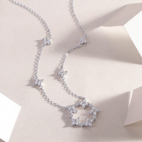 925 Sterling Silver Halo Pendant Necklace - Image 4