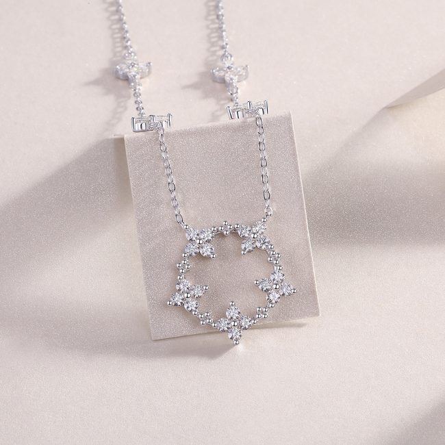 925 Sterling Silver Halo Pendant Necklace - Image 3