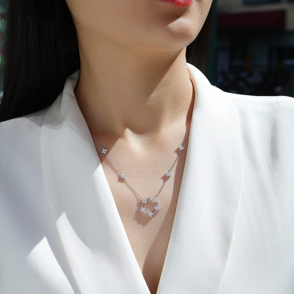 925 Sterling Silver Halo Pendant Necklace - Image 2