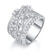 Sterling Silver Four Row Moissanite Ring