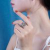Sterling Silver Four Row Diamond Ring For Women