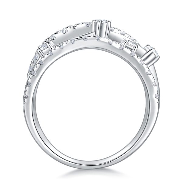 Sterling Silver Four Row Diamond Band For Women - Image 6