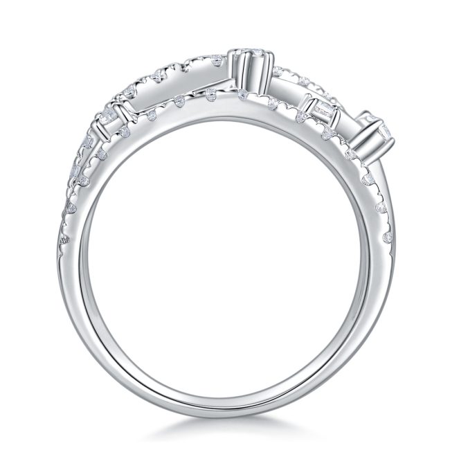 Sterling Silver Four Row Diamond Band For Women - Image 6