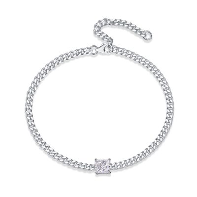 Sterling Silver Mariner Link Chain Diamond Bracelet