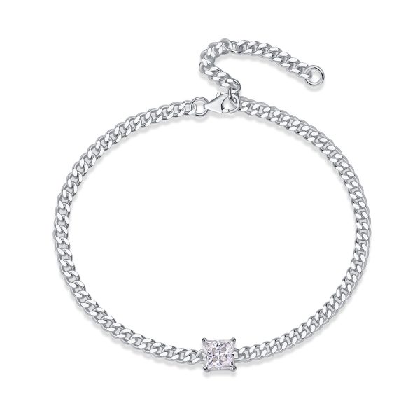 Sterling Silver Mariner Link Chain Diamond Bracelet