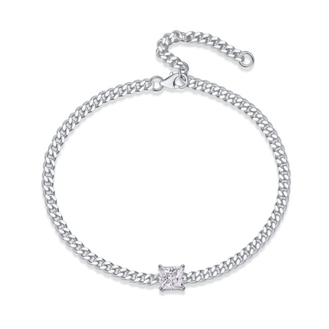 Sterling Silver Mariner Link Chain Diamond Bracelet