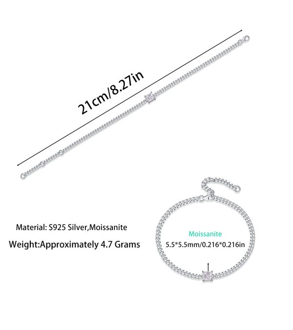 Diamond Sterling Silver Cuban Link Bracelet For Women - Image 3
