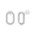 Pendientes modernos de plata de ley con diamantes para mujer