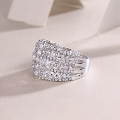925 Sterling Silver Multirow Cluster Ring For Women