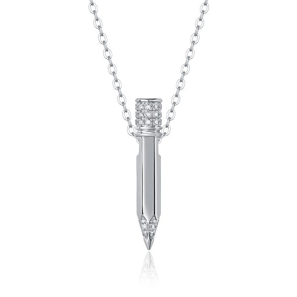 925 Sterling Silver Bullet Pendant Necklace - Image 5