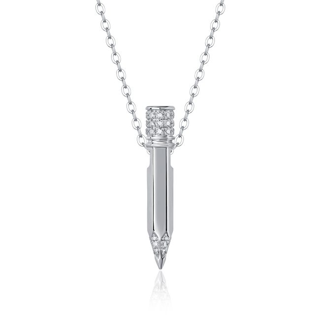 925 Sterling Silver Bullet Pendant Necklace - Image 5