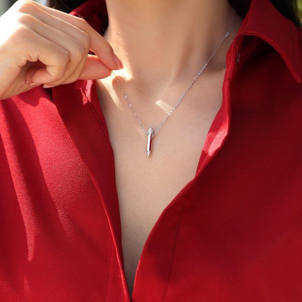 925 Sterling Silver Bullet Pendant Necklace - Image 2
