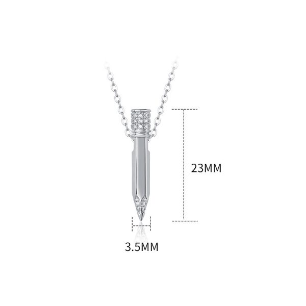 925 Sterling Silver Bullet Pendant Necklace - Image 4