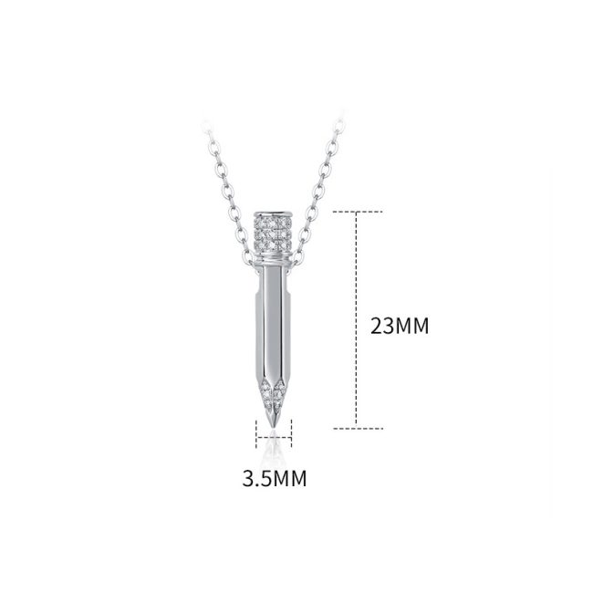 925 Sterling Silver Bullet Pendant Necklace - Image 4