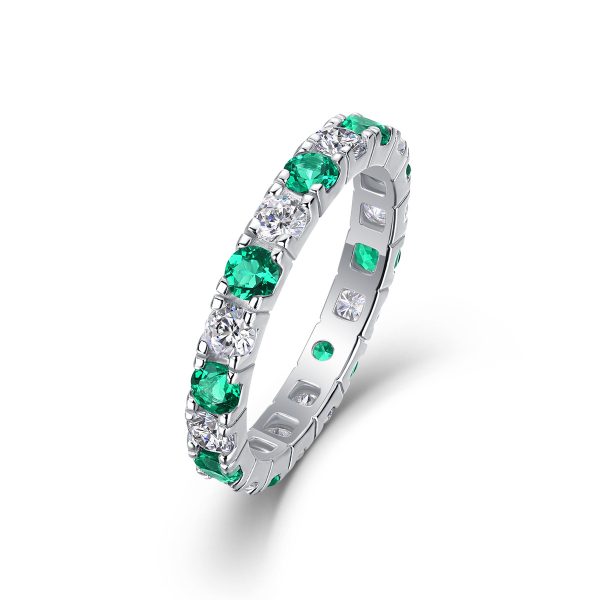 Sterling Silver Sapphire Diamond Eternity Ring - Image 7