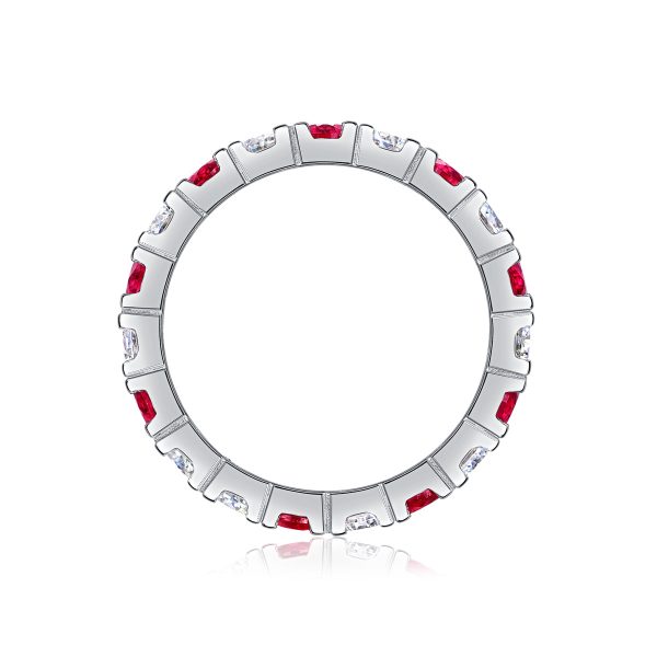 Sterling Silver Sapphire Diamond Eternity Ring - Image 6