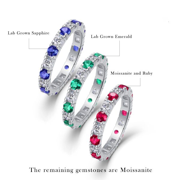 Sterling Silver Sapphire Diamond Eternity Ring - Image 5