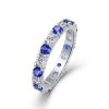 Sterling Silver Sapphire Diamond Eternity Ring