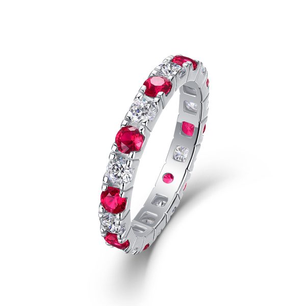 Sterling Silver Sapphire Diamond Eternity Ring - Image 4