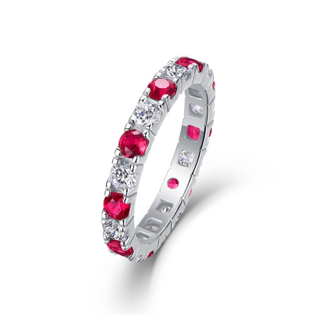 Sterling Silver Sapphire Diamond Eternity Ring - Image 4