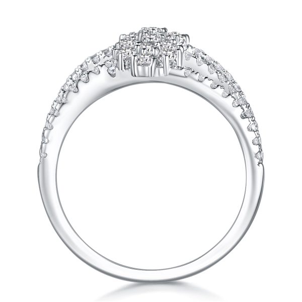 925 Sterling Silver Diamond Flower Ring - Image 6