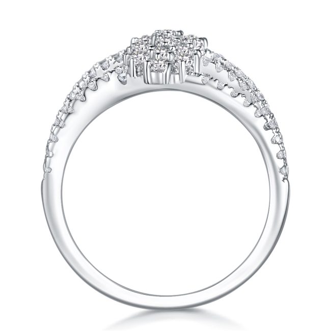 925 Sterling Silver Diamond Flower Ring - Image 6