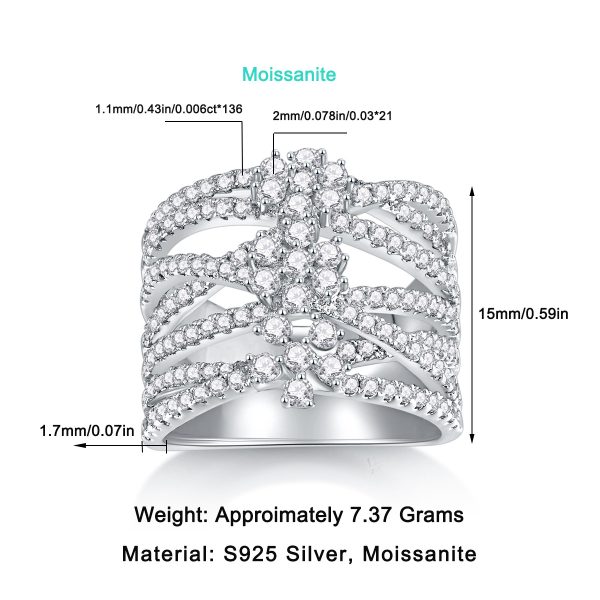 Three Flowers Diamond Ring In 925 Sterling Silver For Women