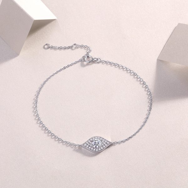 Sterling Silver Diamond Evil Eye Bracelet - Image 4