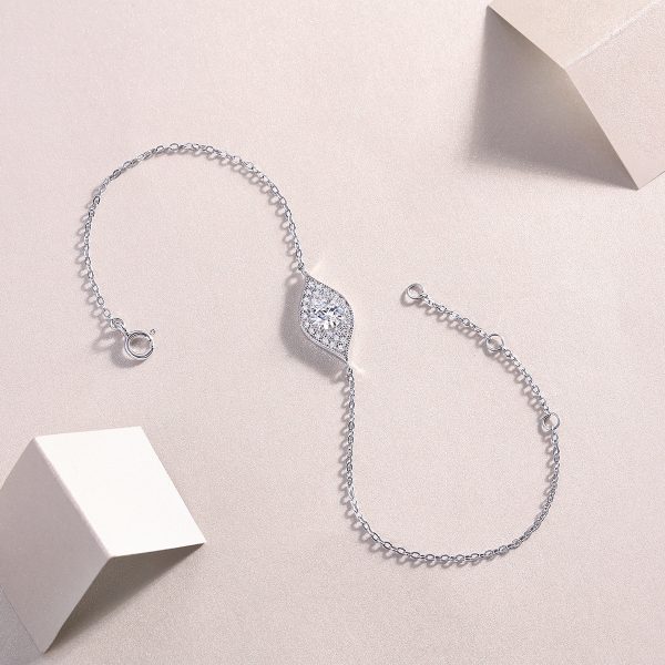 Sterling Silver Diamond Evil Eye Bracelet - Image 3