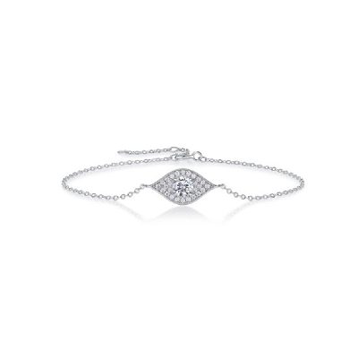 Sterling Silver White Diamond Eye Bolo Bracelet