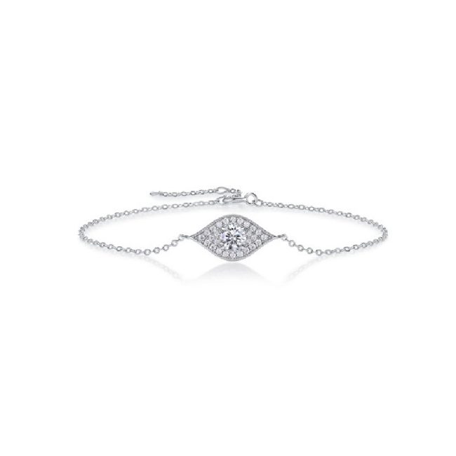 Sterling Silver White Diamond Eye Bolo Bracelet