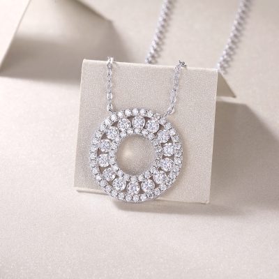 925 Sterling Silver necklace with Diamond Circle Pendant