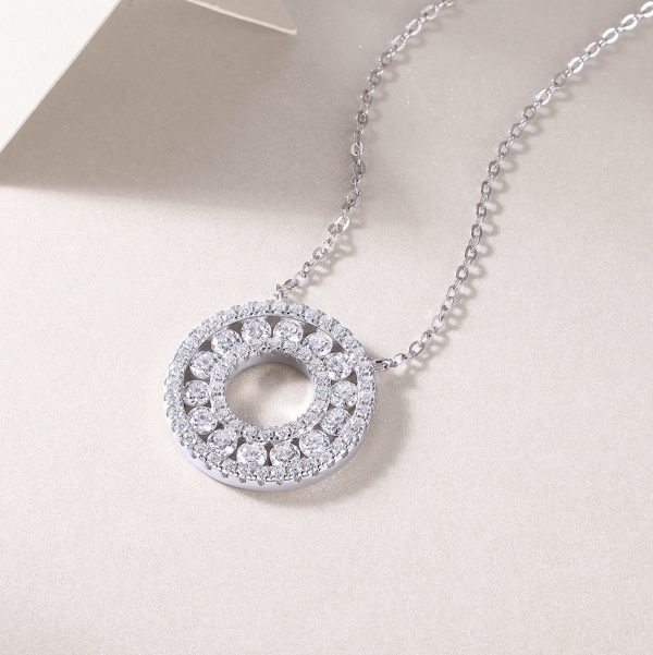 Sterling Silver Diamond Circle Pendant Necklace - Image 5