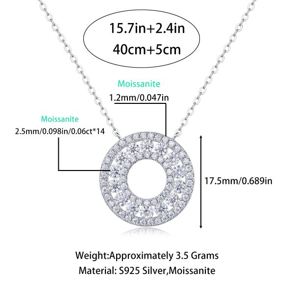 Sterling Silver Diamond Circle Pendant Necklace - Image 4