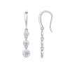 Three Diamond Sterling Silver Drop Earring-