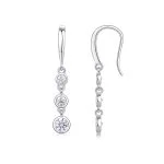 Pendientes de plata de ley con tres diamantes en forma de gota